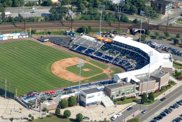 Bridgeport aerial view of the stadium