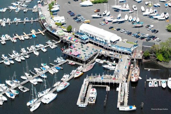 Bridgeport aerial view of the docks