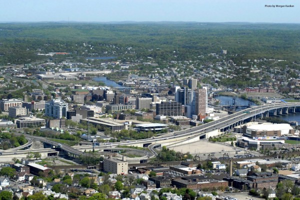 Bridgeport aerial view of the city